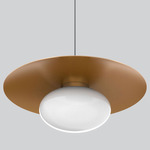 Boston Oval Glass Pendant - Antique Brass / Black / Gold Lining / White Glass