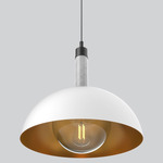 Orleans Tall Column Pendant - Matte Black / White Carrara / White / Gold Lining / Smoke Glass
