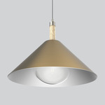 Napa Tall Column Pendant - Satin Nickel / Travertine / Brass / White Lining / Clear Glass