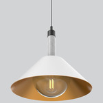 Napa Tall Column Pendant - Matte Black / White Carrara / White / Gold Lining / Smoke Glass