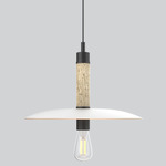 Boston Tall Pendant - Matte Black / Travertine / White / Gold