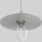 Boston Tall Long Glass Pendant - Satin Nickel / Travertine / Brass / White Lining / Clear Glass