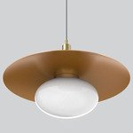 Boston Tall Oval Glass Pendant - Antique Brass / Travertine / Black / Gold Lining / White Glass
