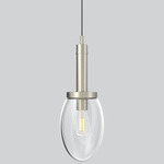 Como Tall Pendant - Satin Nickel / Clear