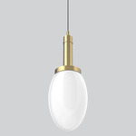 Como Tall Pendant - Antique Brass / White