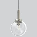 Echo Tall Pendant - Satin Nickel / Clear
