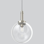 Echo Tall Pendant - Satin Nickel / Clear
