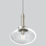 Mono Tall Pendant - Satin Nickel / Clear
