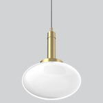 Mono Tall Pendant - Antique Brass / White