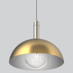 Orleans Tall Pendant - Satin Nickel / Brass / White Lining / Clear Glass