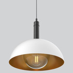 Orleans Tall Pendant - Matte Black / White / Gold Lining / Smoke Glass