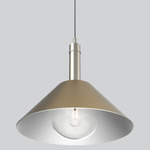 Napa Tall Pendant - Satin Nickel / Brass / White Lining / Clear Glass