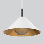 Napa Tall Pendant - Matte Black / White / Gold Lining / Smoke Glass