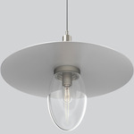 Boston Tall Long Glass Pendant - Satin Nickel / Brass / White Lining / Clear Glass