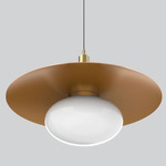 Boston Tall Oval Glass Pendant - Antique Brass / Black / Gold Lining / White Glass