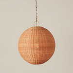 Miramar Pendant - Antique Brass / Rattan