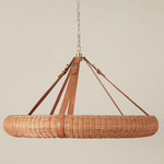 Pampas Chandelier - Antique Brass / Rattan