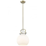 Newton Sphere Stem Hung Pendant - Brushed Brass / Matte White