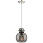 Newton Sphere Cord Hung Pendant - Polished Nickel / Smoked