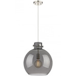 Newton Sphere Cord Hung Pendant - Polished Nickel / Smoked