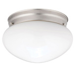 Space 206 Flush Mount Ceiling Light - Overstock - Brushed Nickel / White Glass