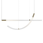 Flare Horizontal Multi Light Pendant - Brushed Gold / Clear