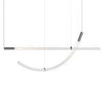 Flare Horizontal Multi Light Pendant - Brushed Silver / Clear