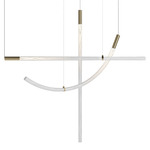 Flare Vertical Multi Light Pendant - Brushed Gold / Clear
