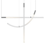 Flare Vertical Multi Light Pendant - Brushed Silver / Clear