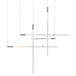 Flare Straight Multi Light Pendant - Brushed Silver / Clear