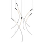 Flare Vertical Multi Light Pendant - Brushed Silver / Clear