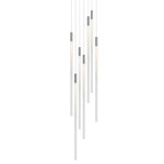 Flare Straight Multi Light Pendant - Brushed Silver / Clear