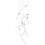 Flare Vertical Multi Light Pendant - Brushed Gold / Clear