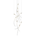 Flare Vertical Multi Light Pendant - Brushed Gold / Clear