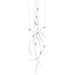 Flare Vertical Multi Light Pendant - Brushed Silver / Clear