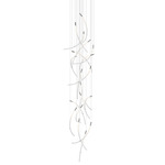 Flare Vertical Multi Light Pendant - Brushed Silver / Clear