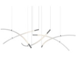 Flare Horizontal Multi Light Pendant - Brushed Silver / Clear