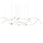 Flare Horizontal Multi Light Pendant - Brushed Gold / Clear