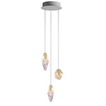 Fragments Round Multi Light Pendant - Brushed Gold / White Fragmentglass