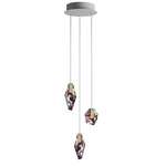 Fragments Round Multi Light Pendant - Brushed Gold / Black Fragmentglass