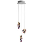 Fragments Round Multi Light Pendant - Brushed Gold / Flamingo Mint Fragmentglass