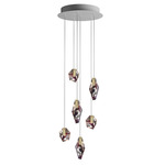Fragments Round Multi Light Pendant - Brushed Gold / Black Fragmentglass