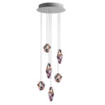 Fragments Round Multi Light Pendant - Anthracite / Flamingo Mint Fragmentglass