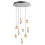 Fragments Round Multi Light Pendant - Brushed Gold / White Fragmentglass
