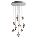 Fragments Round Multi Light Pendant - Brushed Gold / Black Fragmentglass