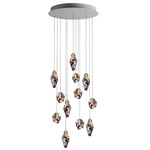 Fragments Round Multi Light Pendant - Brushed Gold / Black Fragmentglass