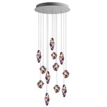 Fragments Round Multi Light Pendant - Anthracite / Flamingo Mint Fragmentglass