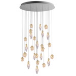 Fragments Round Multi Light Pendant - Brushed Gold / White Fragmentglass
