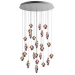 Fragments Round Multi Light Pendant - Brushed Gold / Flamingo Mint Fragmentglass
