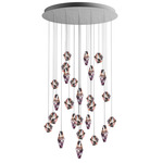 Fragments Round Multi Light Pendant - Anthracite / Flamingo Mint Fragmentglass